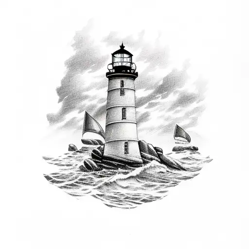 Lighthouse Rocks Sea 2 Kids Boat