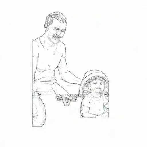 A Man With A Baby In A Bucket Inside An Old Clothes Casket