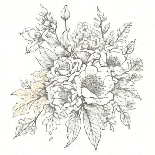 Birth Flower Bouquet Tied