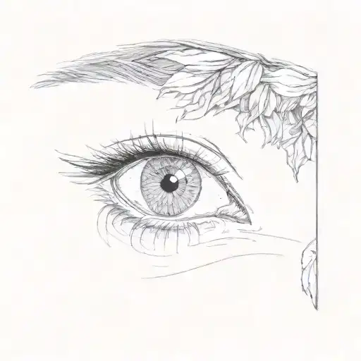 A Close Up Of A Woman's Eye Surrounded By Sunflower