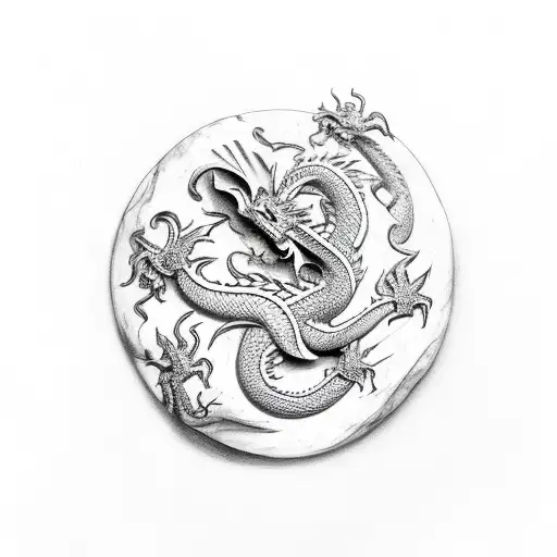 Dragon Curling Round A Stone