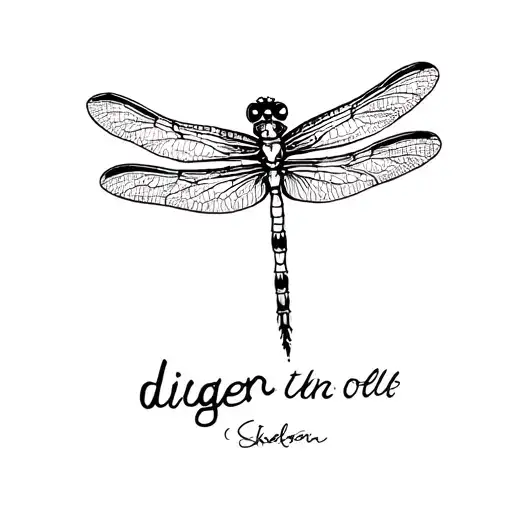 Dragonfly Flying With Name Digger Written In The Linework Of Wing