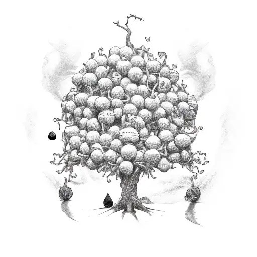 Tree With The Forbidden Fruit And The Seven Deadly Sins