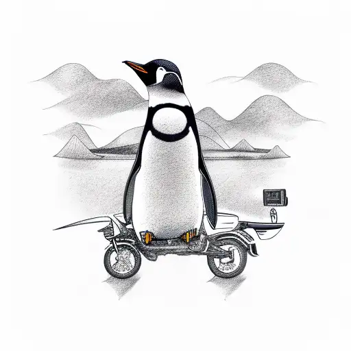 Penguin On Motorcycle