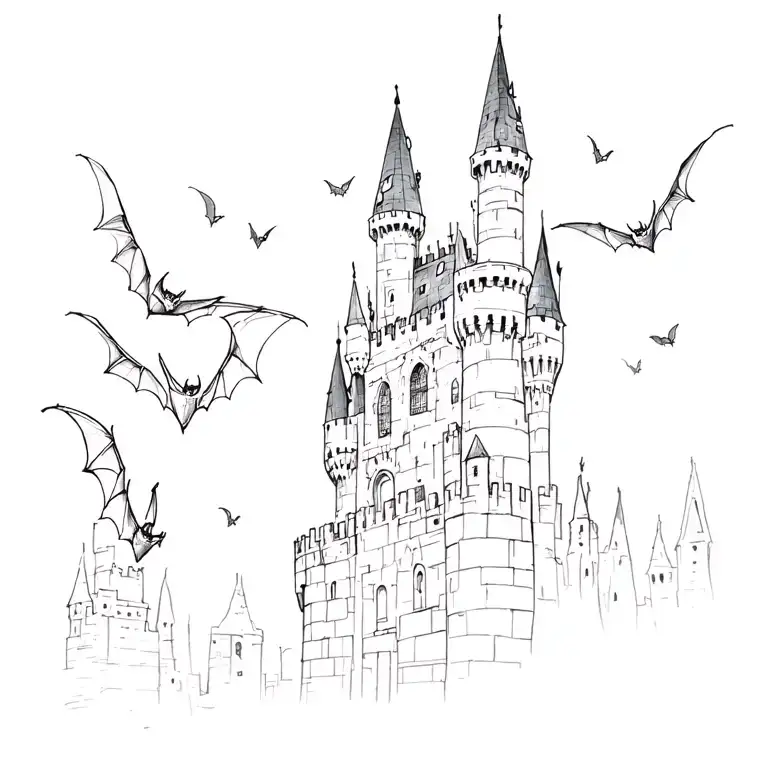 Bats Flying From Castle Tower