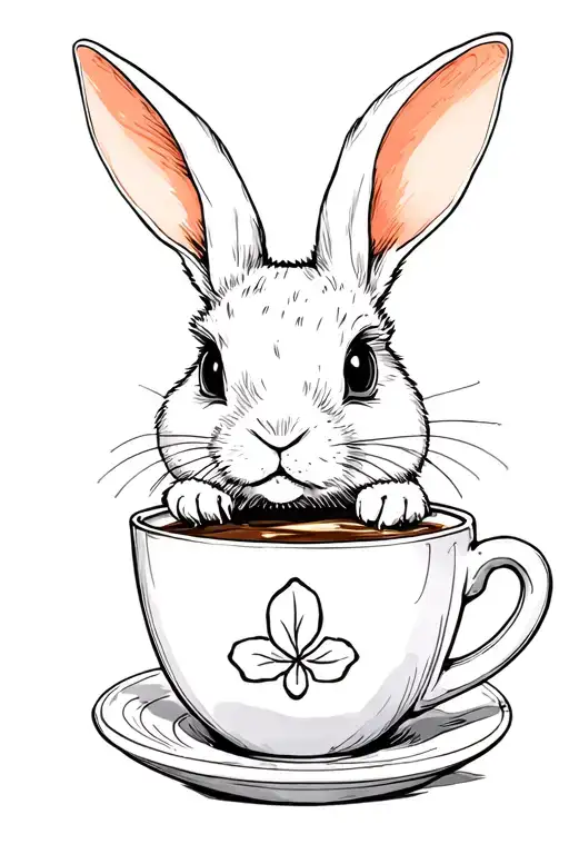 White Rabbit In Coffee Cup