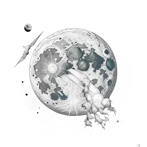 Moon Crushing In Space