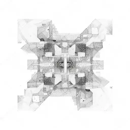 Abstract Representation Of A Tiling Technique Using Minimalist Lines