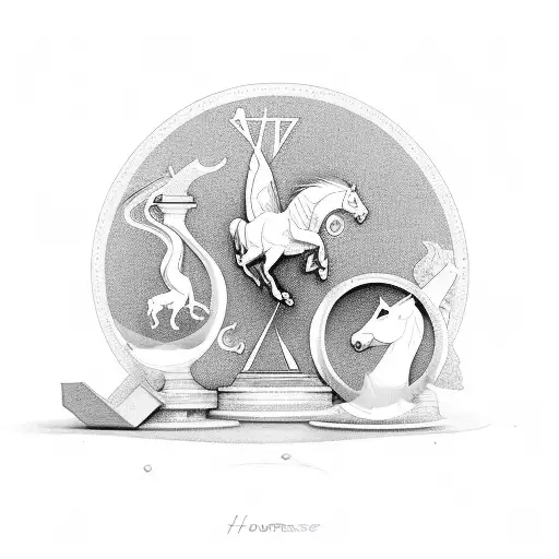 Hourglass And Money And Time And Pegasus And The Knight