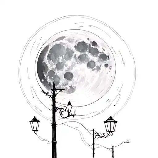 Moon And Streetlights