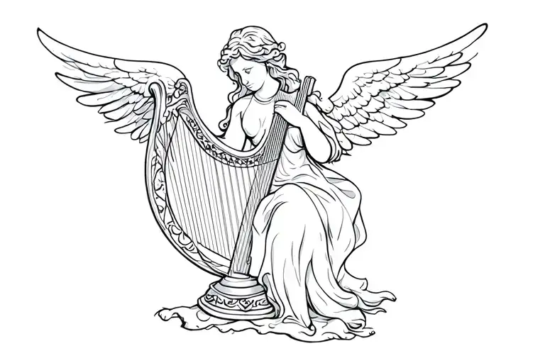 Irish Harp With Angel