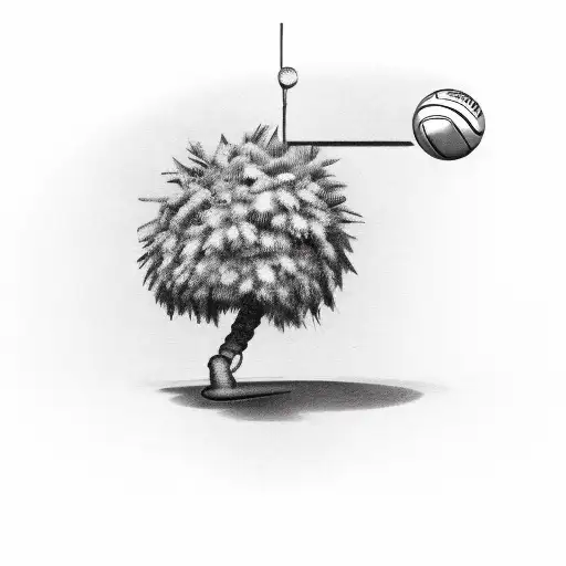 Small Palm Tree With Volleyball Ball