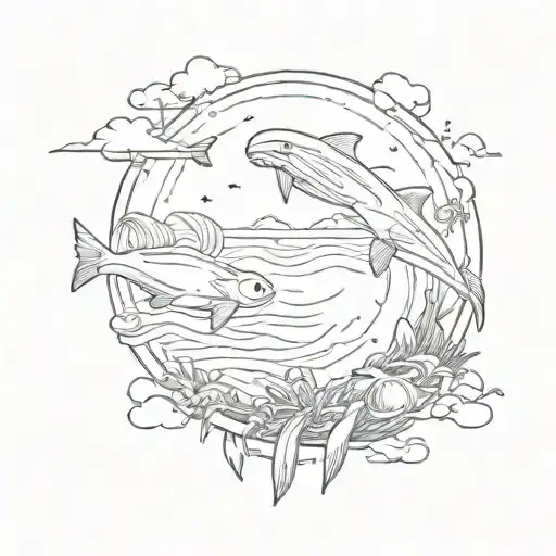 Fineline Ocean Inspired Tattoo Pretty And Minimalistic