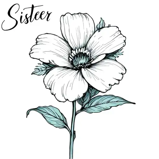 Cosmo Flower With Sister Written In The Stem