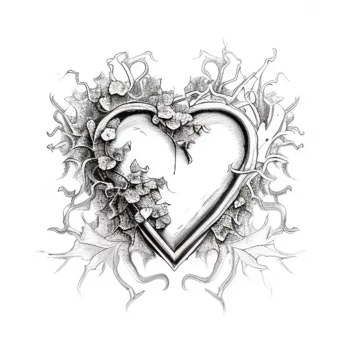 A Heart With A Crown With Ivy