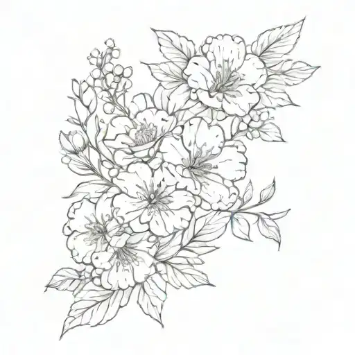 Birth Month Flowers Intertwined Symbolizing The Client's