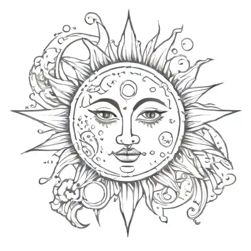 Sun And Moon With Faces