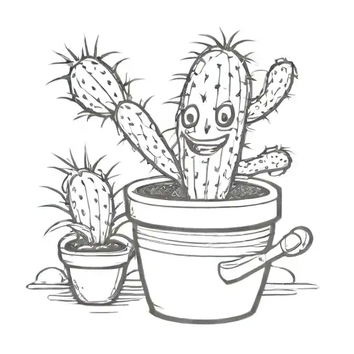 Mascot Cactus On Pot Smooking With Shade Of Smoke Coming Out Of Its