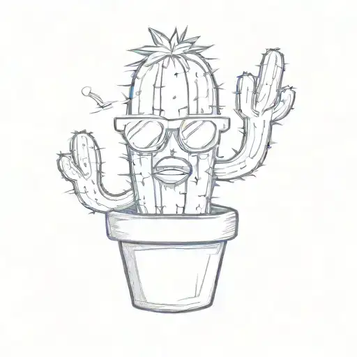 A Cactus Wearing Sunglasses And Smoking A Cigarette