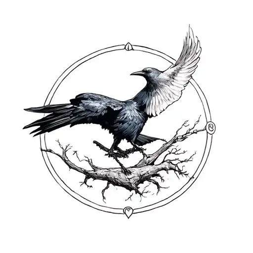 Raven And A Dove Creating A Circle