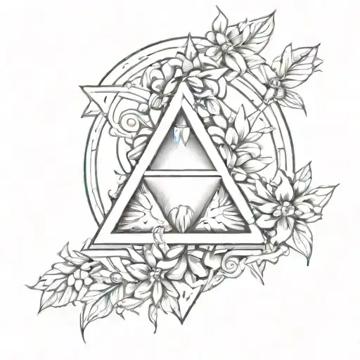 Abstract Triforce With Color Flowers