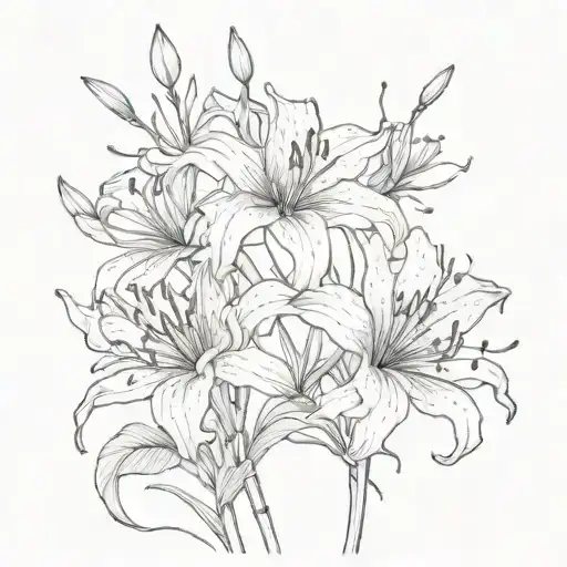 Dot Work Spider Lilies With A Hidden Spider Weaving Its Web