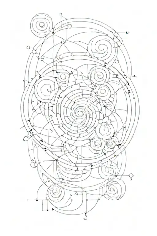 Fibonacci Spiral Pattern Incorporating Elements Of Space And Geometry
