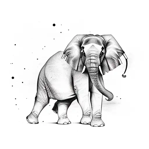 Suda Elephant I Front Of A Painting Of Her Own