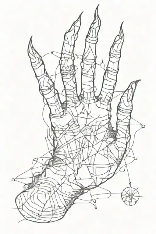 Demonic Lines On Hand In Black