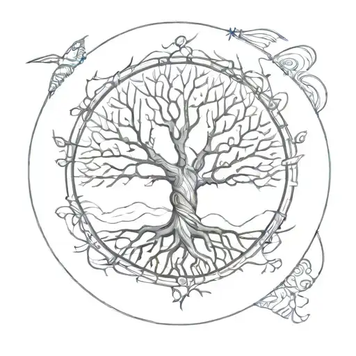 Tree Of Life In A Broken Circle