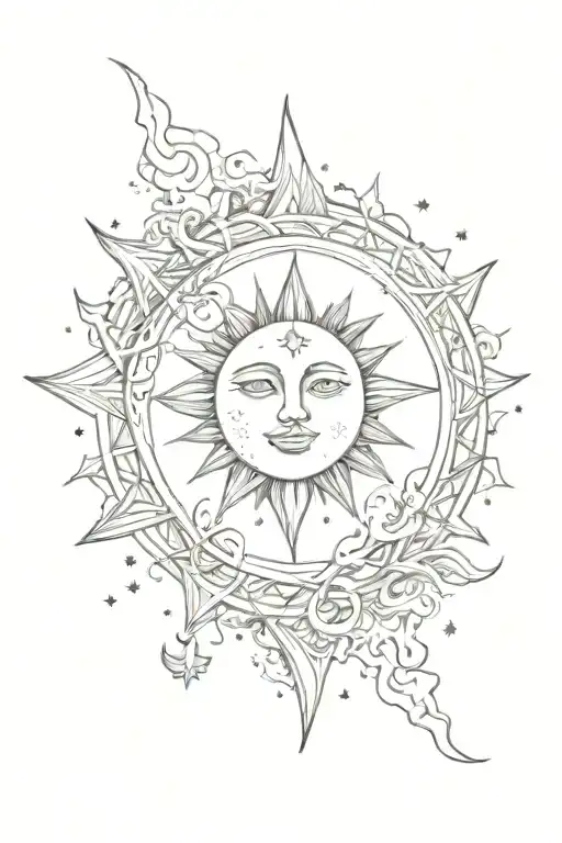 Sun Stars And Moon Intertwined