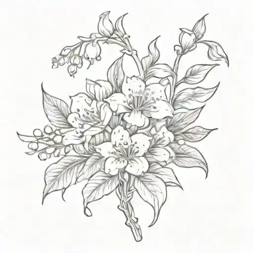 Lily Of The Valley Intertwined With Peony And Rose