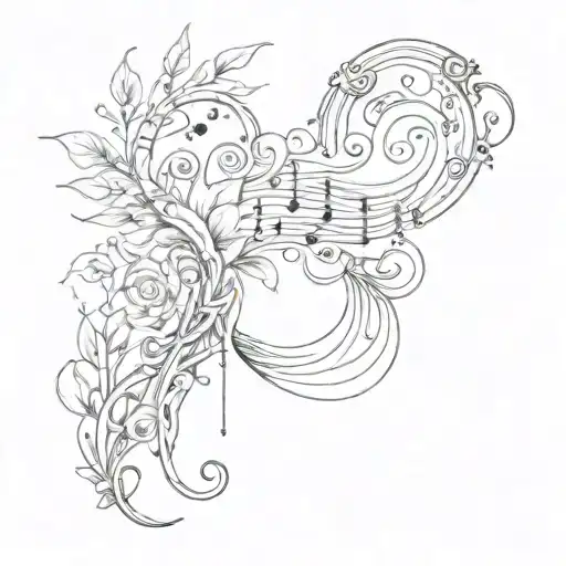 Fine Lined Spine Length Tattoo Design Symbolizing Music And Wanderlust And A Mother's Resilience