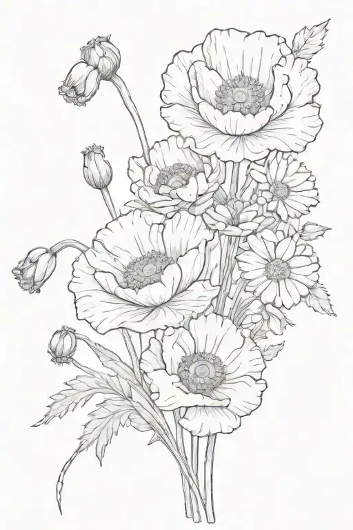 Poppy And Daisy Flower Bouquet