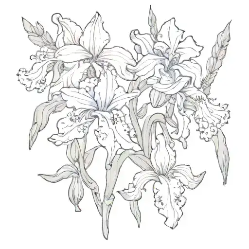 Larkspur And Iris Dainty Flowers