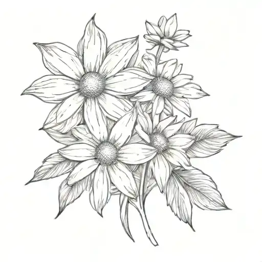 Daisy And Violet Flower Small Intertwined