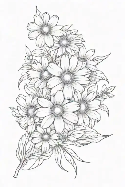 Daisy And Violet Flower Small Intertwined