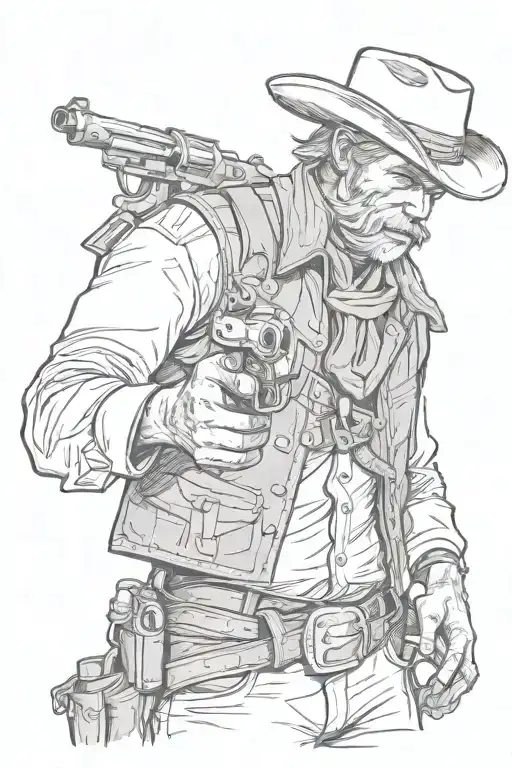 Old Time Cowboy Drawing His Gun