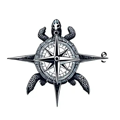 Turtle Compass Surrounded By Various
