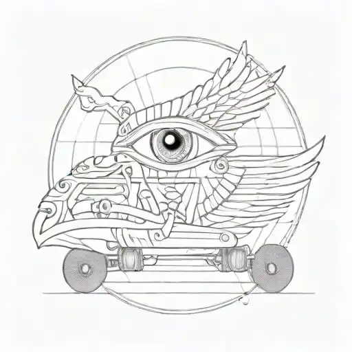 Eye Or Rah Egyptian God On A Skateboard