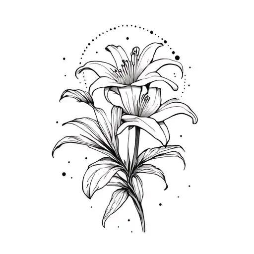 Tropical Lily And Cosmos With Dots Greek