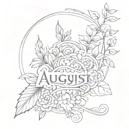 Dainty Adorable Fine Line Single Word Tattoo That Says August