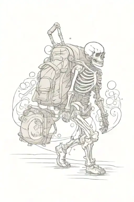 Skeleton Carrying A Rucksack