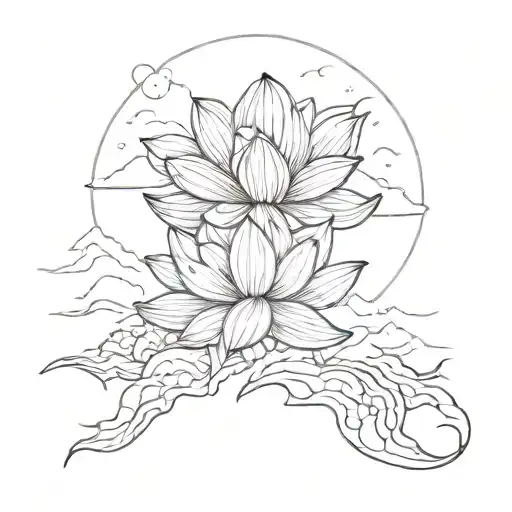 Lotus And Mountain Peak