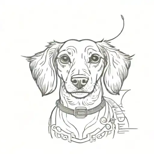 Line Drawing Of A Dachshund That Spells Out The Words Ryder And Storm