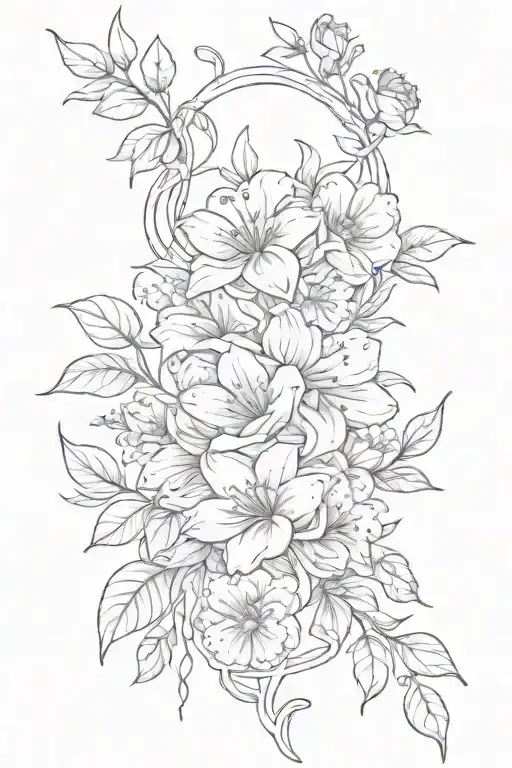 Birth Month Flowers Intertwined