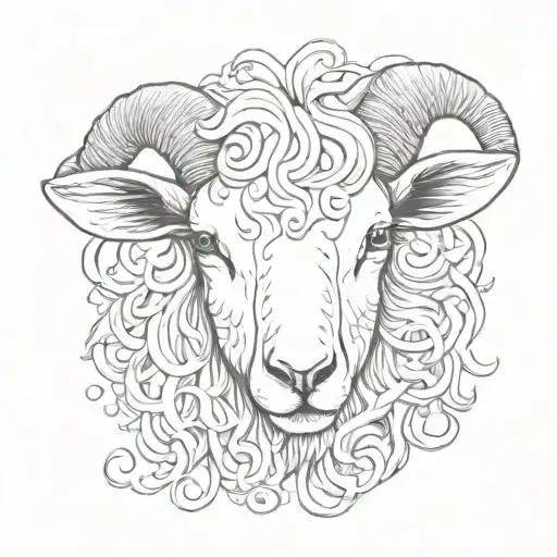 Lamb Head With Hair As Different Names Of God