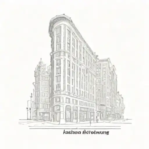 Tattoo Of The Flat Iron Building In New York In A Stamp