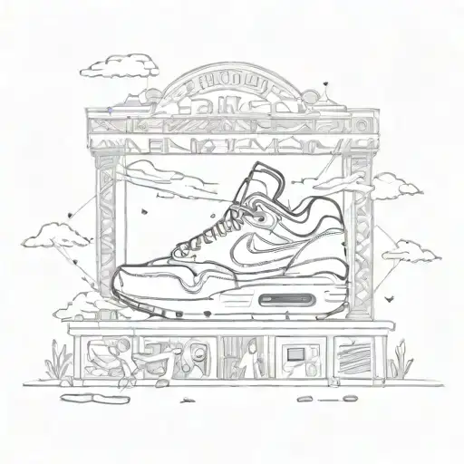 Illustration Of A Music Festival Stage With A Giant Air Max 1 Shoe As The Centerpiece