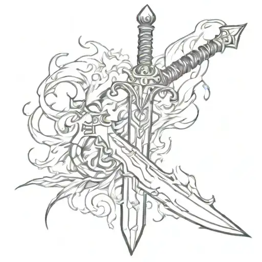 Sword Surrounded By Flames Left Arm Sleeve